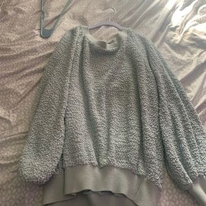 blue popcorn sweater